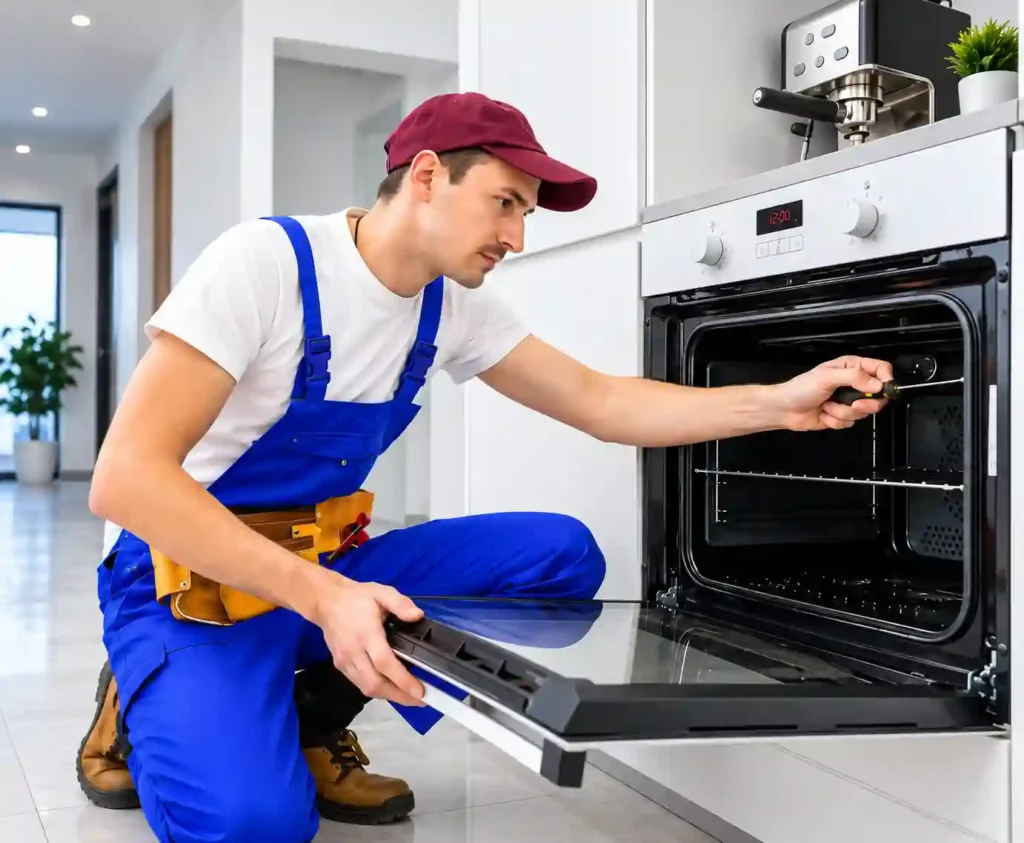 Oven Repair in Al Khobar technician inspecting oven.